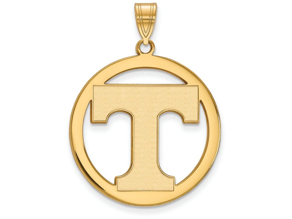 Logoart Sterling Silver Gp University Of Tennessee Extra Large  Pendant In Circle