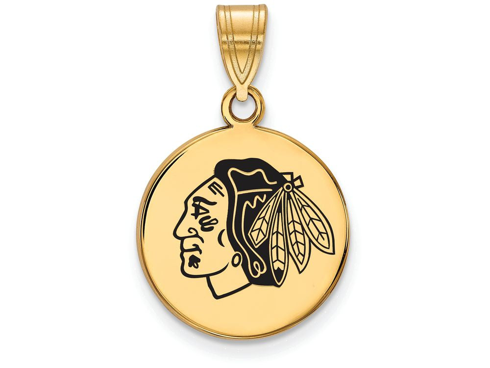 Sterling Silver Gp Nhl Logoart Chicago Blackhawks Med Enamel Disc Pendant