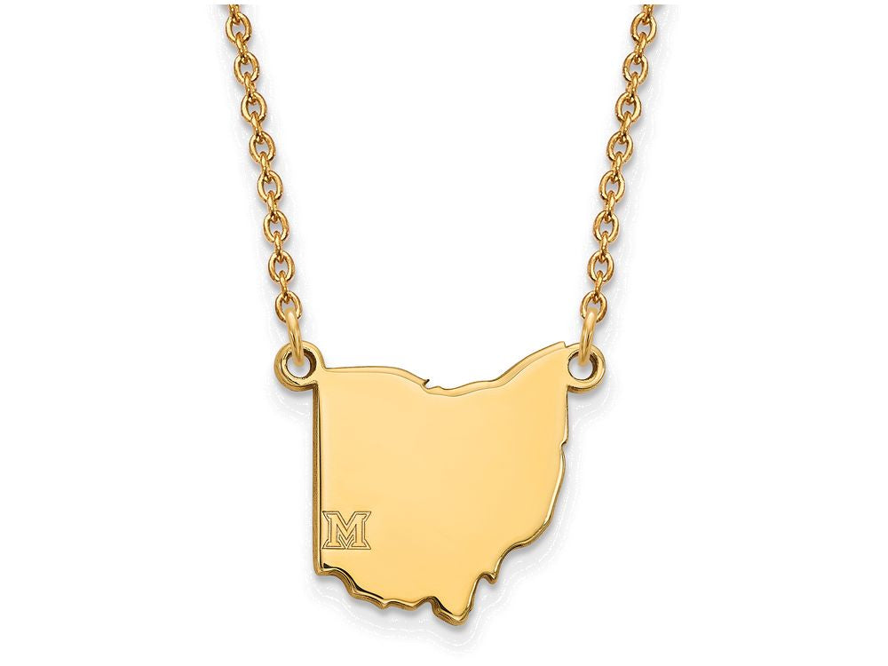 Logoart Sterling Silver Gp Miami University State Necklace