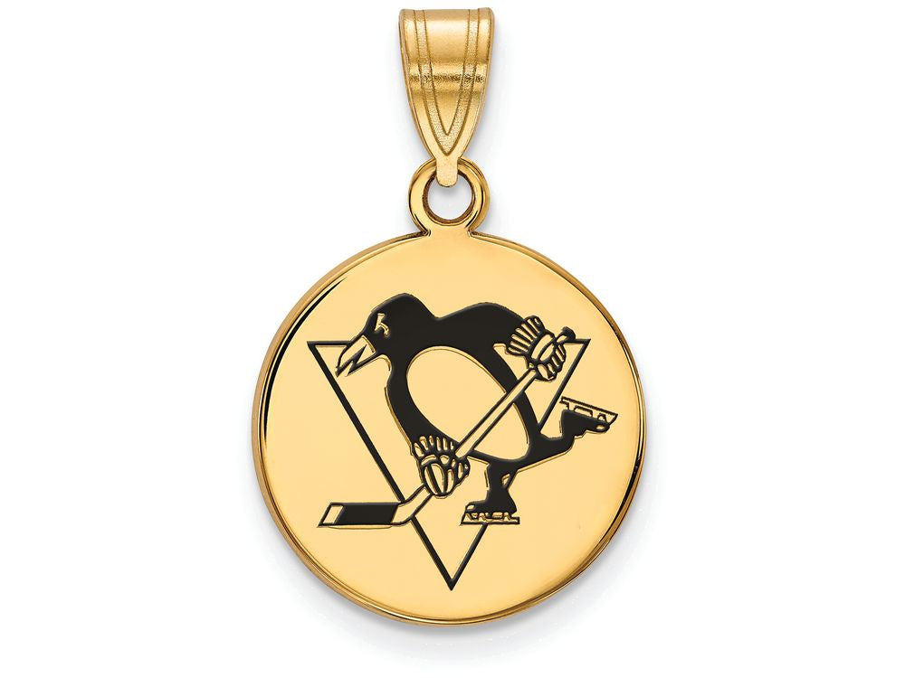 Sterling Silver Gp Nhl Logoart Pittsburgh Penguins Med Enamel Disc Pendant