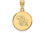 Logoart Sterling Silver Gp University Of Kansas Medium Disc Pendant