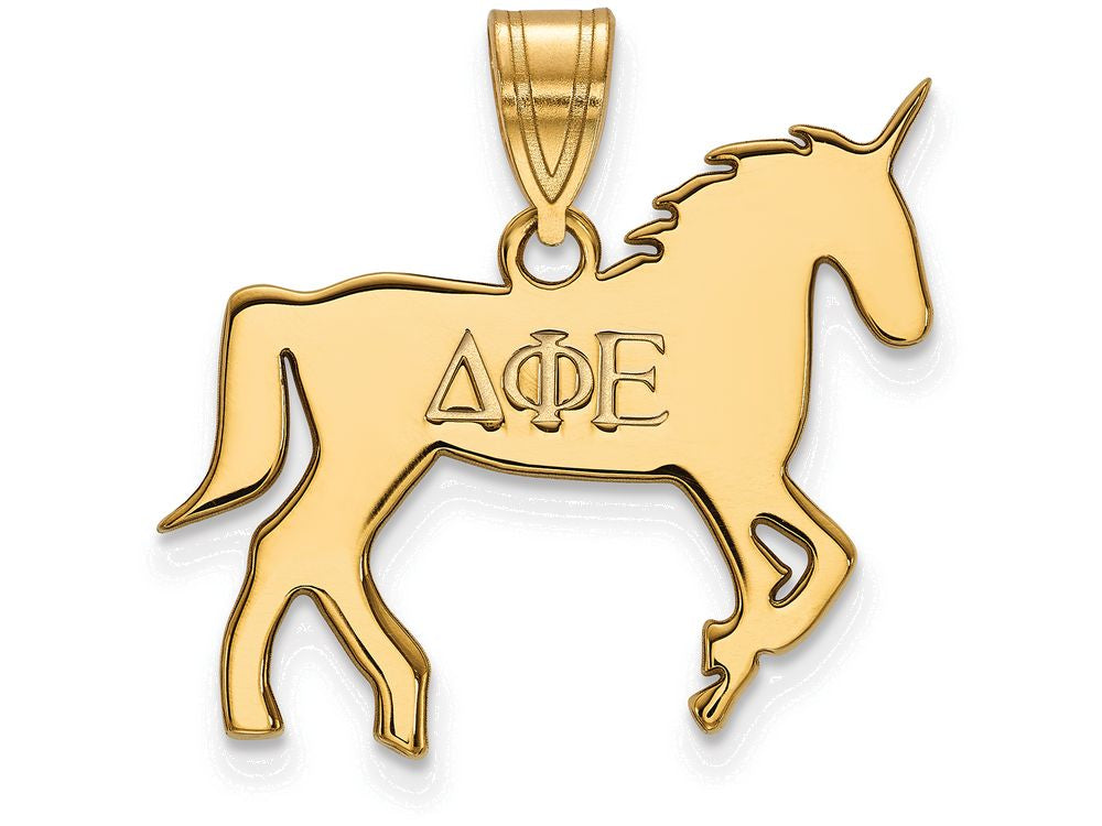 Logoart Sterling Silver Gp Delta Phi Epsilon Medium Pendant