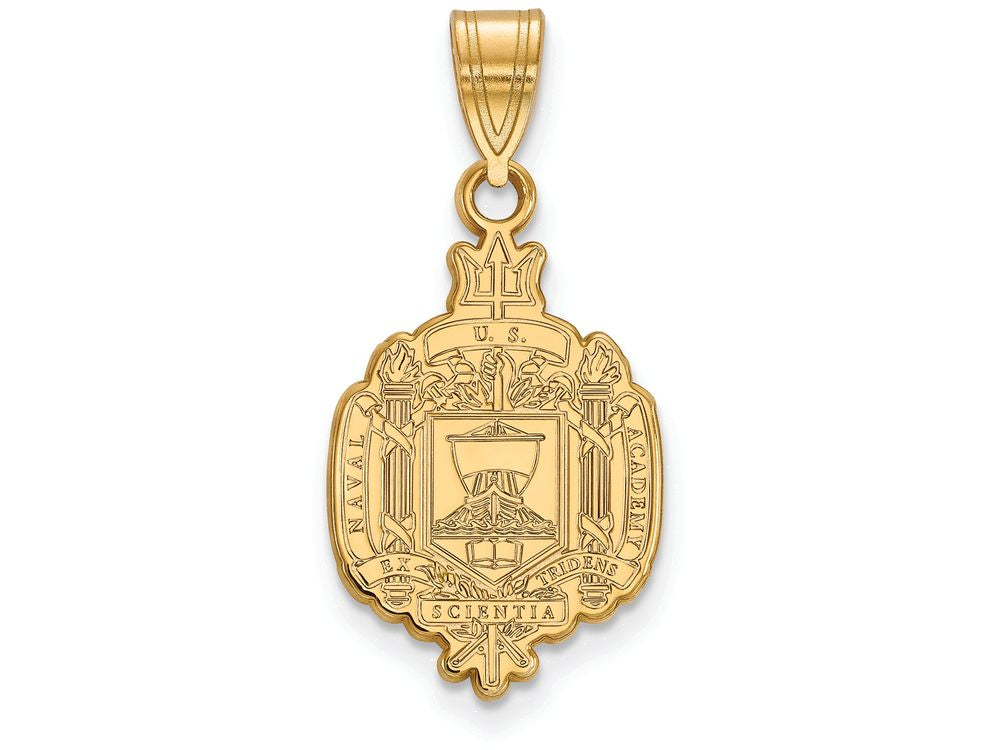 Logoart Sterling Silver Gp Navy Large Crest Pendant Necklace