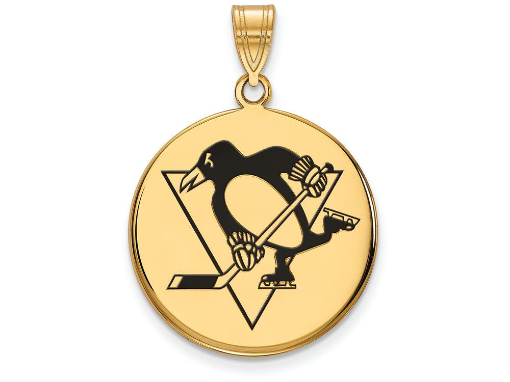 Sterling Silver Gp Nhl Logoart Pittsburgh Penguins Large  Enamel Disc Pendant