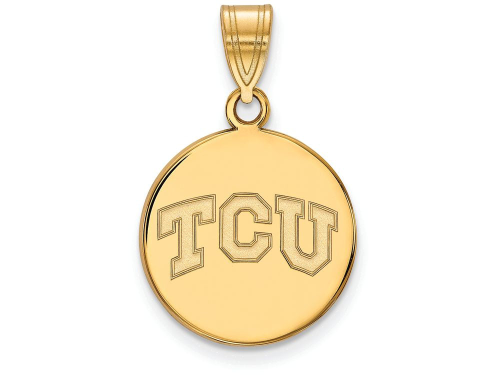 Logoart Sterling Silver Gp Texas Christian University Medium Disc Pendant