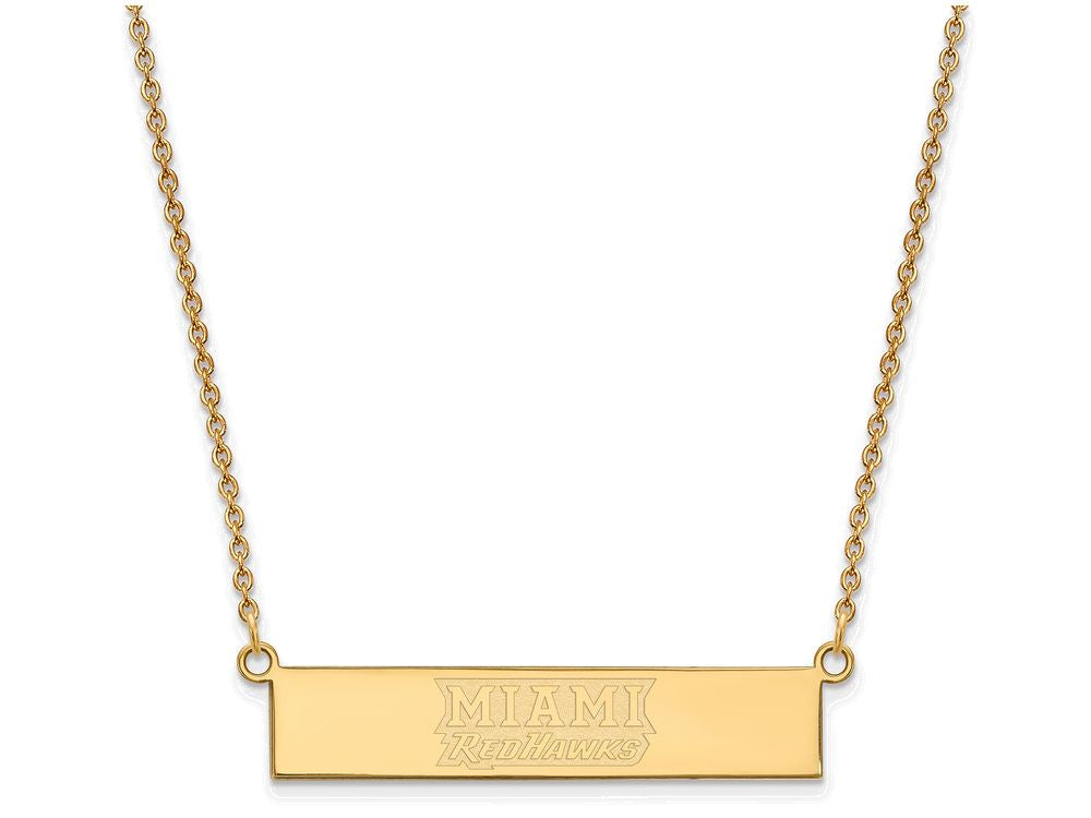 Logoart Sterling Silver Gp Miami University Small Bar Necklace