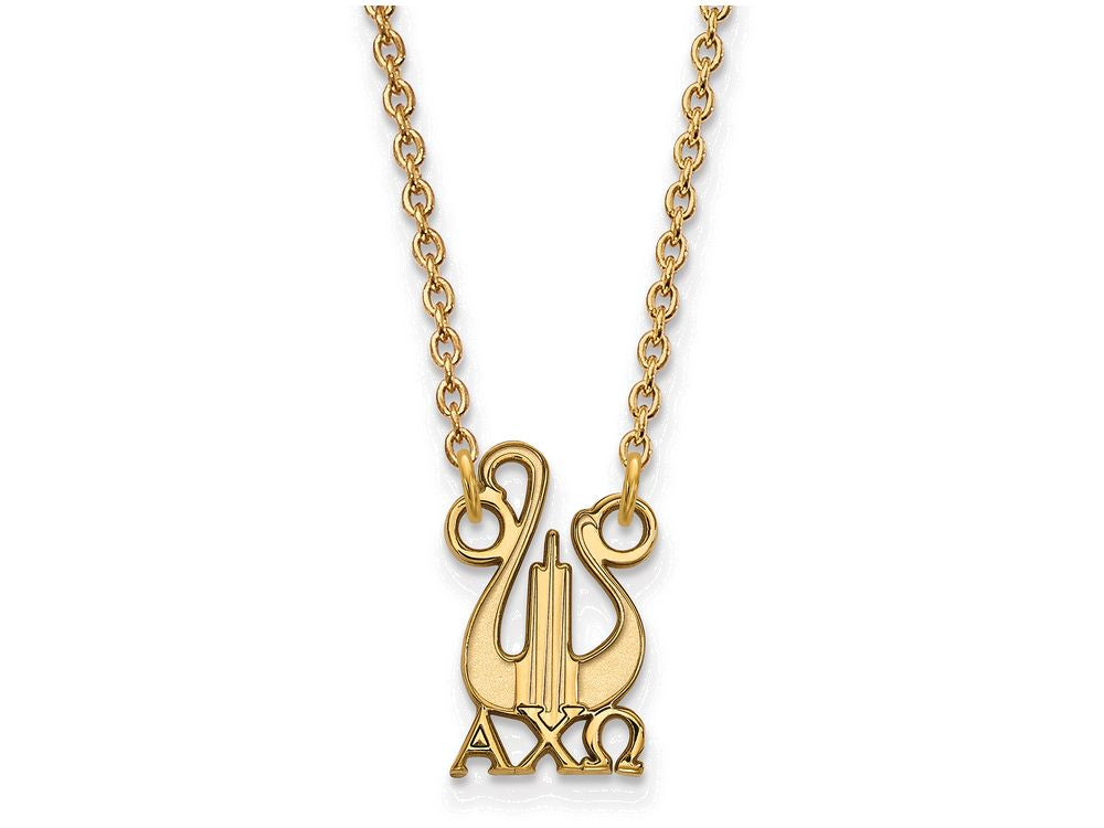 Logoart Sterling Silver Gp Alpha Chi Omega Small Pendant Necklace