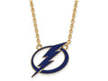 Sterling Silver Gp Nhl Logoart Tampa Bay Lightning Large  Enamel Pendant Necklace