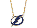 Sterling Silver Gp Nhl Logoart Tampa Bay Lightning Large  Enamel Pendant Necklace