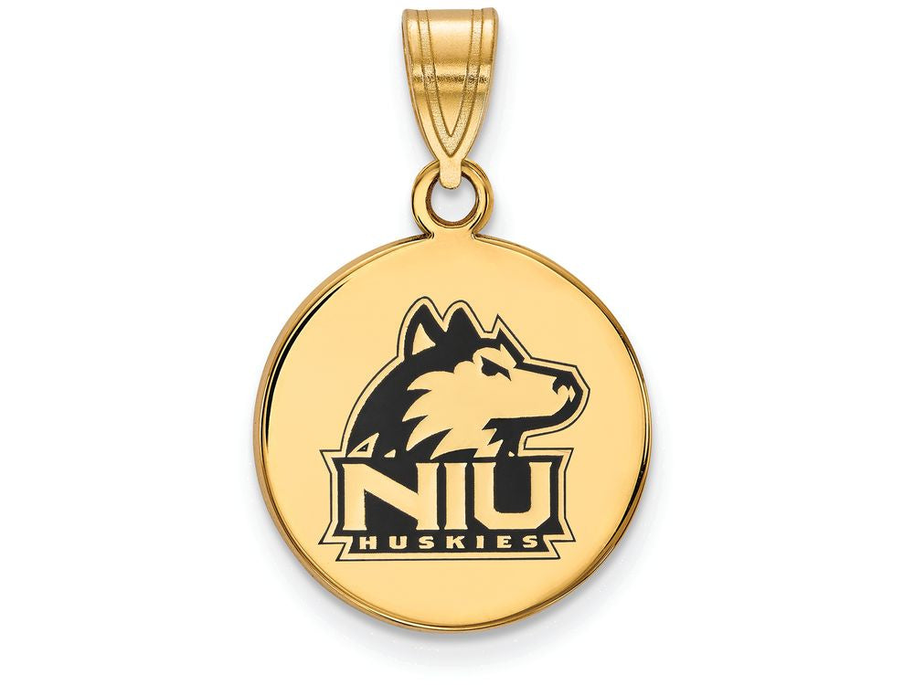 Logoart Sterling Silver Gp Northern Illinois U Medium Enamel Disc Pendant