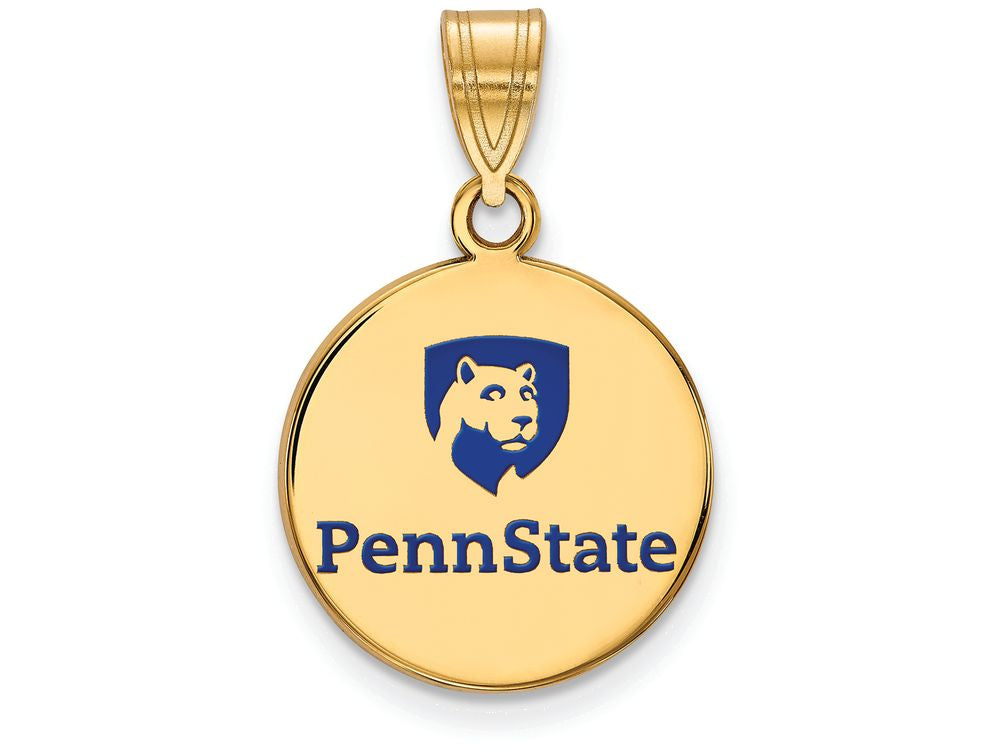 Logoart Sterling Silver Gp Penn State U Medium Enamel Disc Pendant