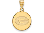 Logoart Sterling Silver Gp University Of Georgia Medium Disc Pendant