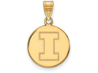 Logoart Sterling Silver Gp University Of Illinois Medium Disc Pendant