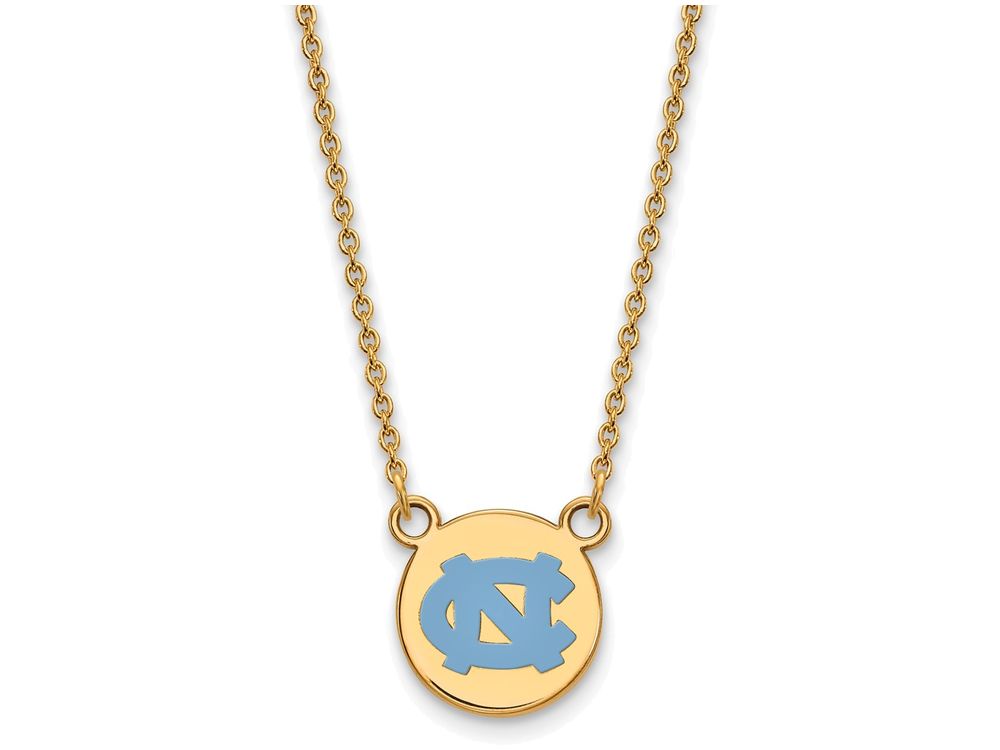 Logoart Sterling Silver Gp U Of North Carolina Small Enamel Disc Pendant Necklace