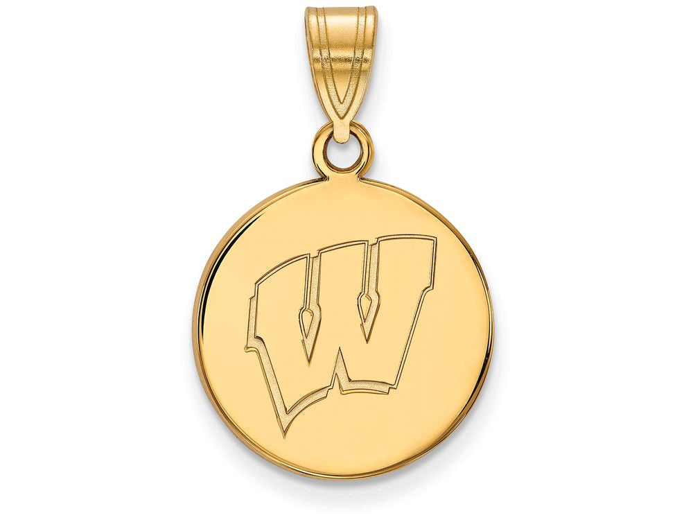 Logoart Sterling Silver Gp University Of Wisconsin Medium Disc Pendant