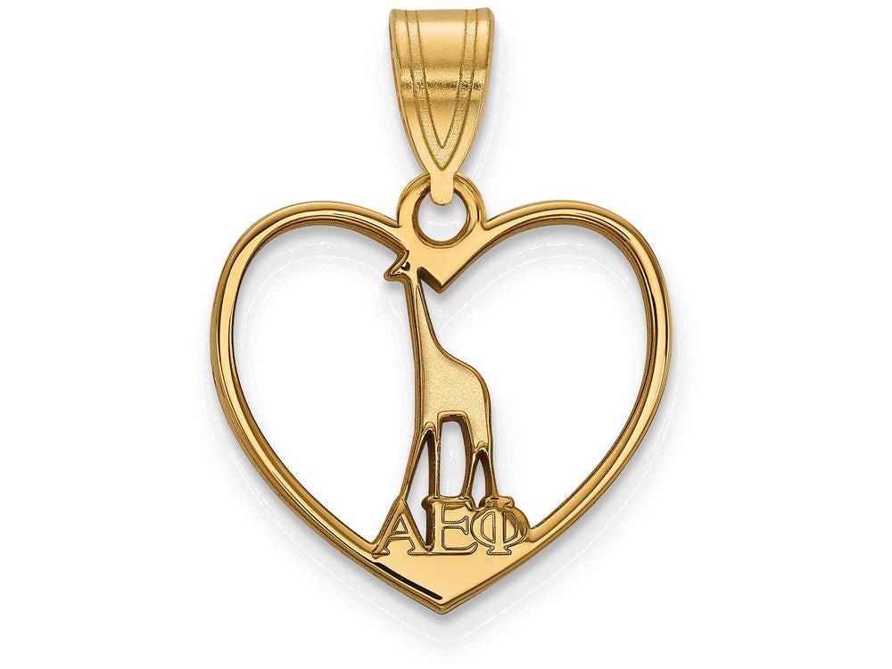 Logoart Sterling Silver Gp Alpha Epsilon Phi Heart Pendant