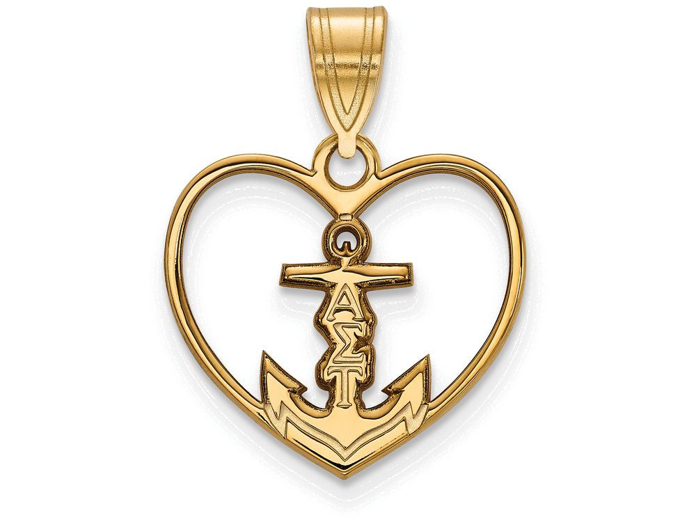 Logoart Sterling Silver Gp Alpha Sigma Tau Heart Pendant