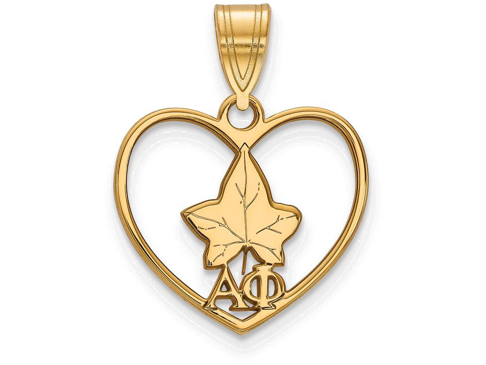 Logoart Sterling Silver Gp Alpha Phi Heart Pendant
