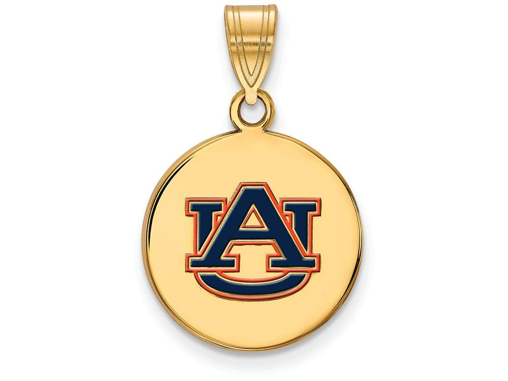 Logoart Sterling Silver Gp Auburn University Medium Enamel Disc Pendant