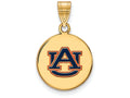 Logoart Sterling Silver Gp Auburn University Medium Enamel Disc Pendant