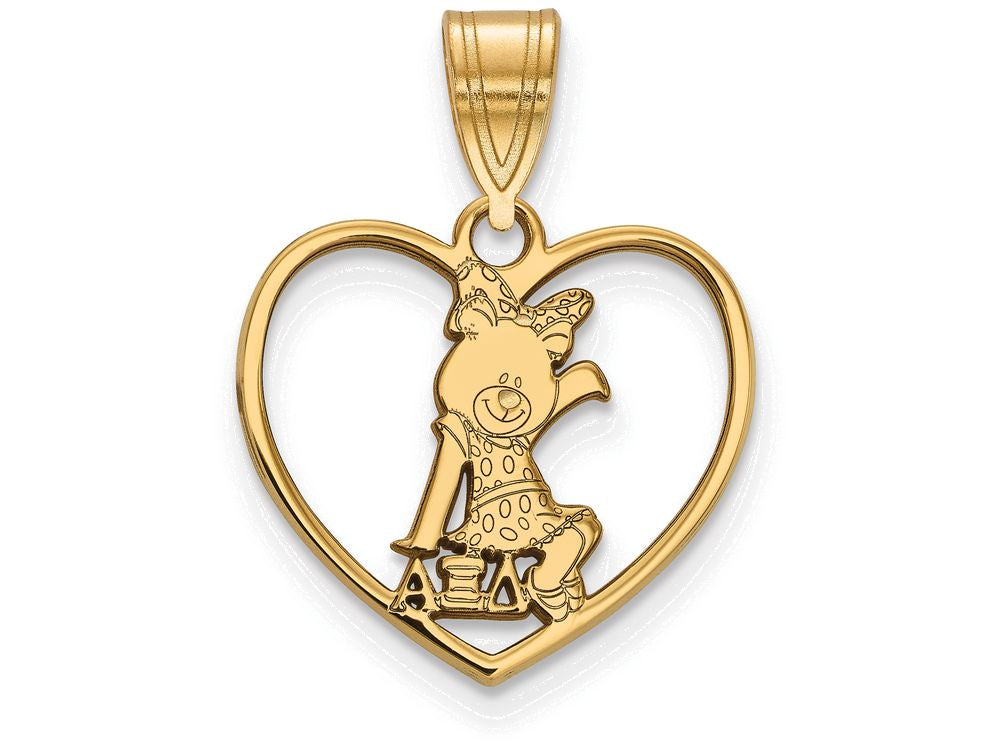 Logoart Sterling Silver Gp Alpha Xi Delta Heart Pendant