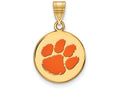 Logoart Sterling Silver Gp Clemson University Medium Enamel Disc Pendant