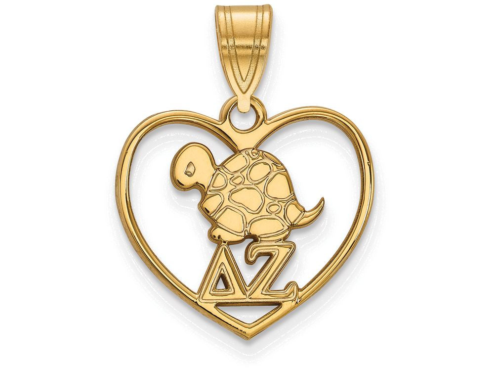 Logoart Sterling Silver Gp Delta Zeta Heart Pendant