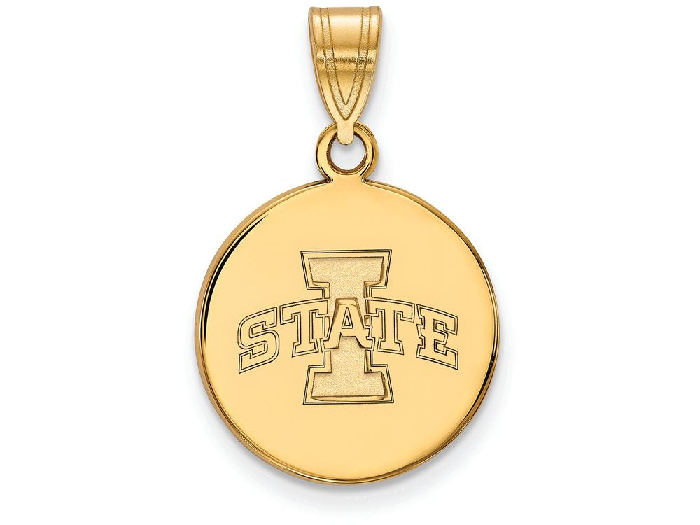 Logoart Sterling Silver Gp Iowa State University Medium Disc Pendant