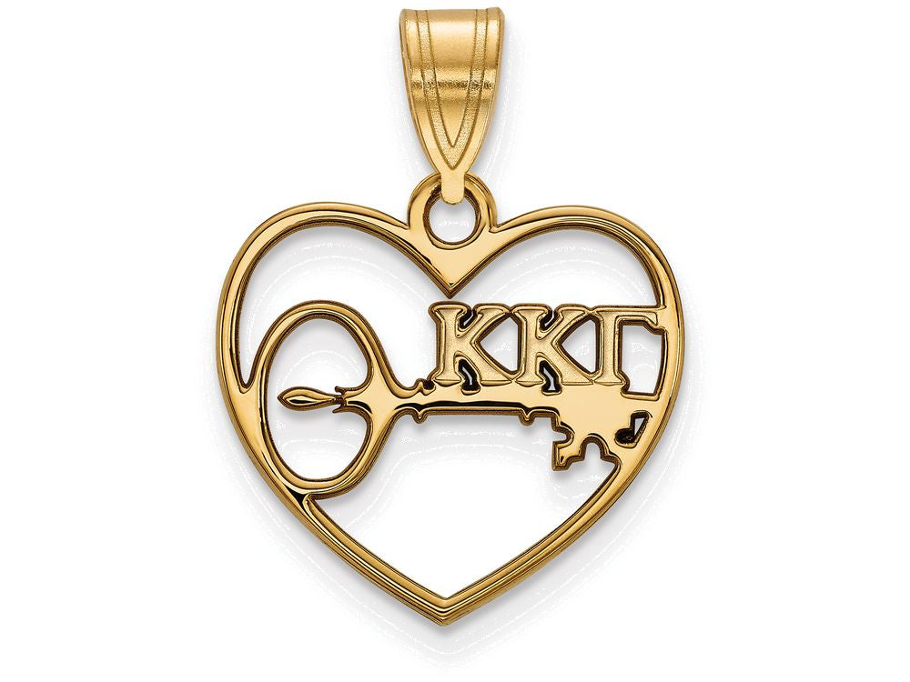 Logoart Sterling Silver Gp Kappa Kappa Gamma Heart Pendant