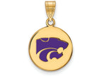 Logoart Sterling Silver Gp Kansas State U Medium Enamel Disc Pendant