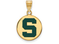 Logoart Sterling Silver Gp Michigan State U Medium Enamel Disc Pendant