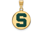 Logoart Sterling Silver Gp Michigan State U Medium Enamel Disc Pendant