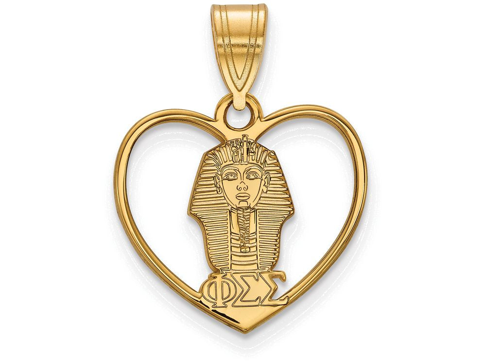 Logoart Sterling Silver Gp Phi Sigma Sigma Heart Pendant