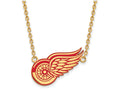 Sterling Silver Gp Nhl Logoart Detroit Red Wings Large  Enamel Pendant Necklace