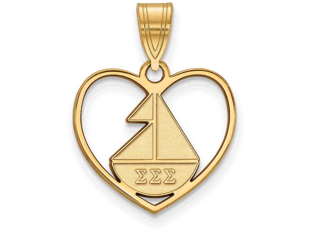 Logoart Sterling Silver Gp Sigma Sigma Sigma Heart Pendant