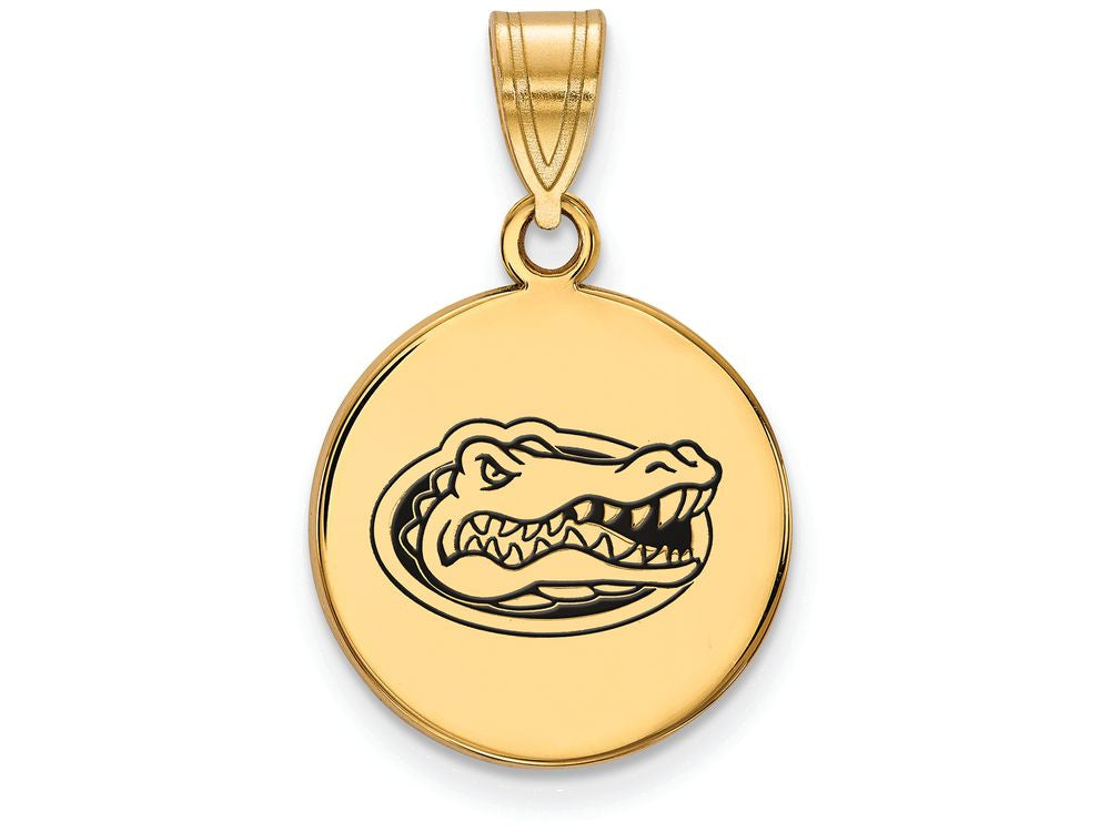 Logoart Sterling Silver Gp University Of Florida Medium Enamel Disc Pendant