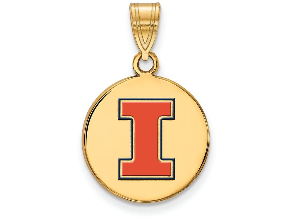 Logoart Sterling Silver Gp University Of Illinois Med Enamel Disc Pendant