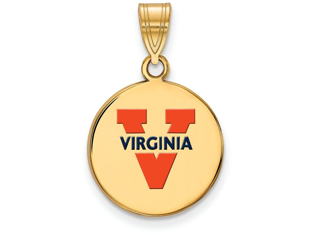 Logoart Sterling Silver Gp U Of Virginia Medium Enamel Disc Pendant