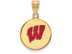 Logoart Sterling Silver Gp U Of Wisconsin Medium Enamel Disc Pendant