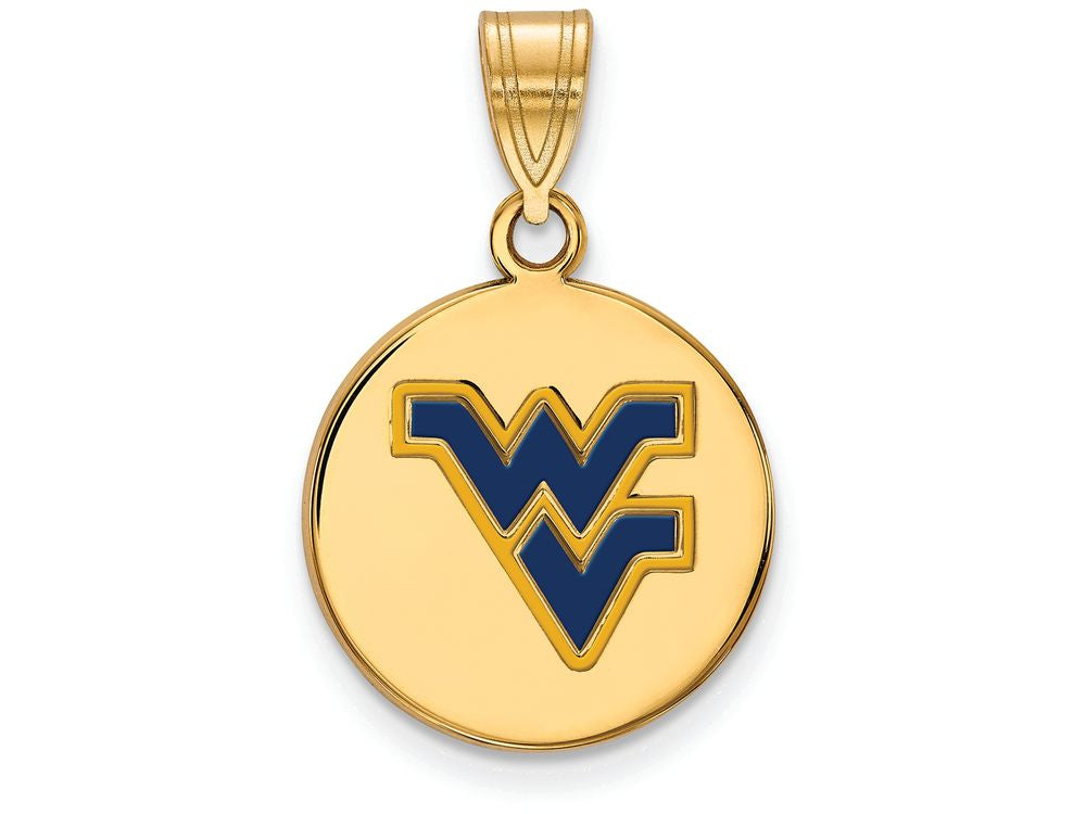 Logoart Sterling Silver Gp West Virginia U Medium Enamel Disc Pendant