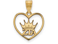 Logoart Sterling Silver Gp Zeta Tau Alpha Heart Pendant