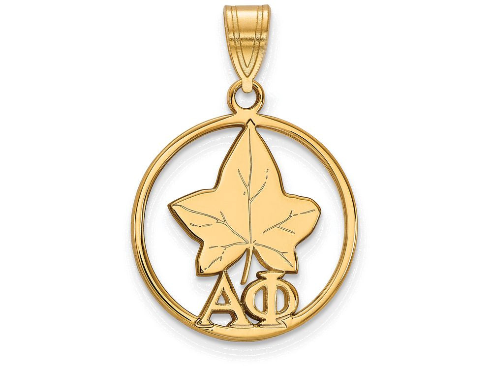 Logoart Sterling Silver Gp Alpha Phi Medium Circle Pendant