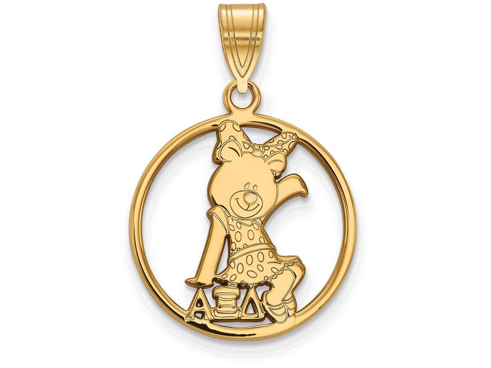 Logoart Sterling Silver Gp Alpha Xi Delta Medium Circle Pendant