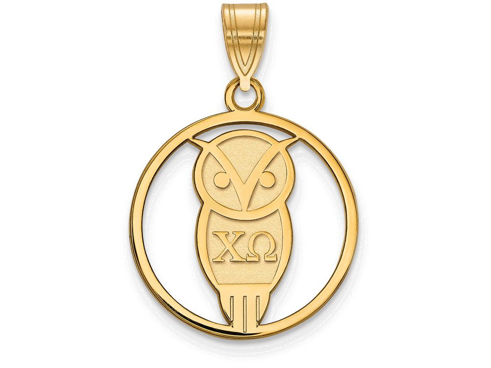 Logoart Sterling Silver Gp Chi Omega Medium Circle Pendant