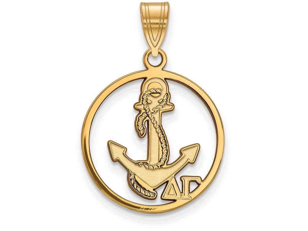 Logoart Sterling Silver Gp Delta Gamma Medium Circle Pendant