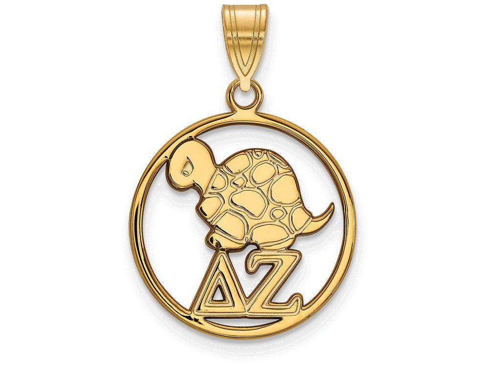 Logoart Sterling Silver Gp Delta Zeta Medium Circle Pendant
