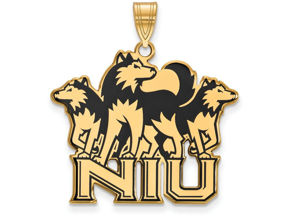 Logoart Sterling Silver Gp Northern Illinois University Extra Large  Enamel Pendant