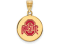 Logoart Sterling Silver Gp Ohio State U Medium Enamel Disc Pendant