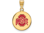 Logoart Sterling Silver Gp Ohio State U Medium Enamel Disc Pendant