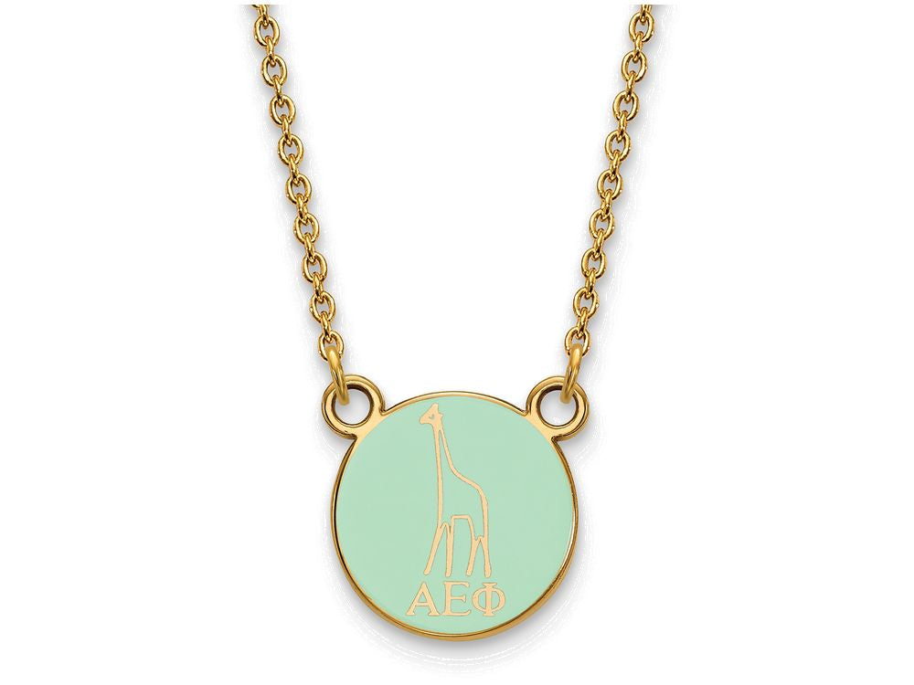 Logoart Sterling Silver Gp Alpha Epsilon Phi Extra Small Enamel Pendant Necklace